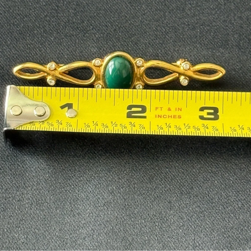 Antique Brooch Pin with Oval Green Gem
